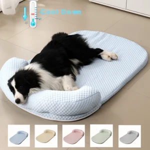 Cooling Dog Bed with Ice Silk Fabric – Breathable Summer Cushion for Small to Large Pets