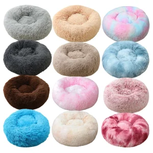 Soft  Plush Round Pet Bed – Warm Washable Donut Nest for Dogs & Cats